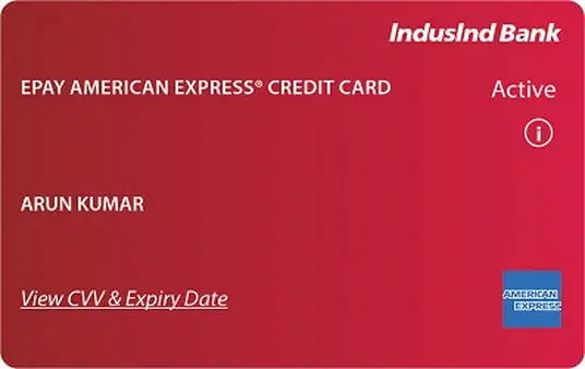 IndusInd Bank ePay American Express Credit Card Image